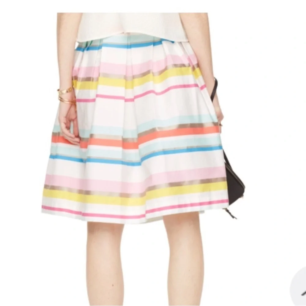 Kate Spade Ribbon Cape Rainbow Stripe Skirt Rainbow Pleated Midi Sz 12 NEW